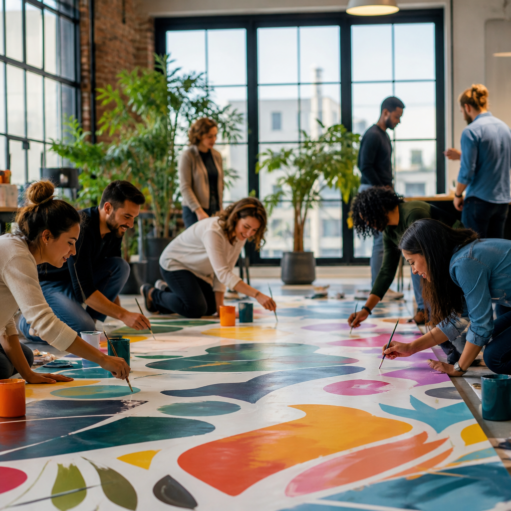 Lire la suite à propos de l’article Peinture dirigée et team building : créer une œuvre collective